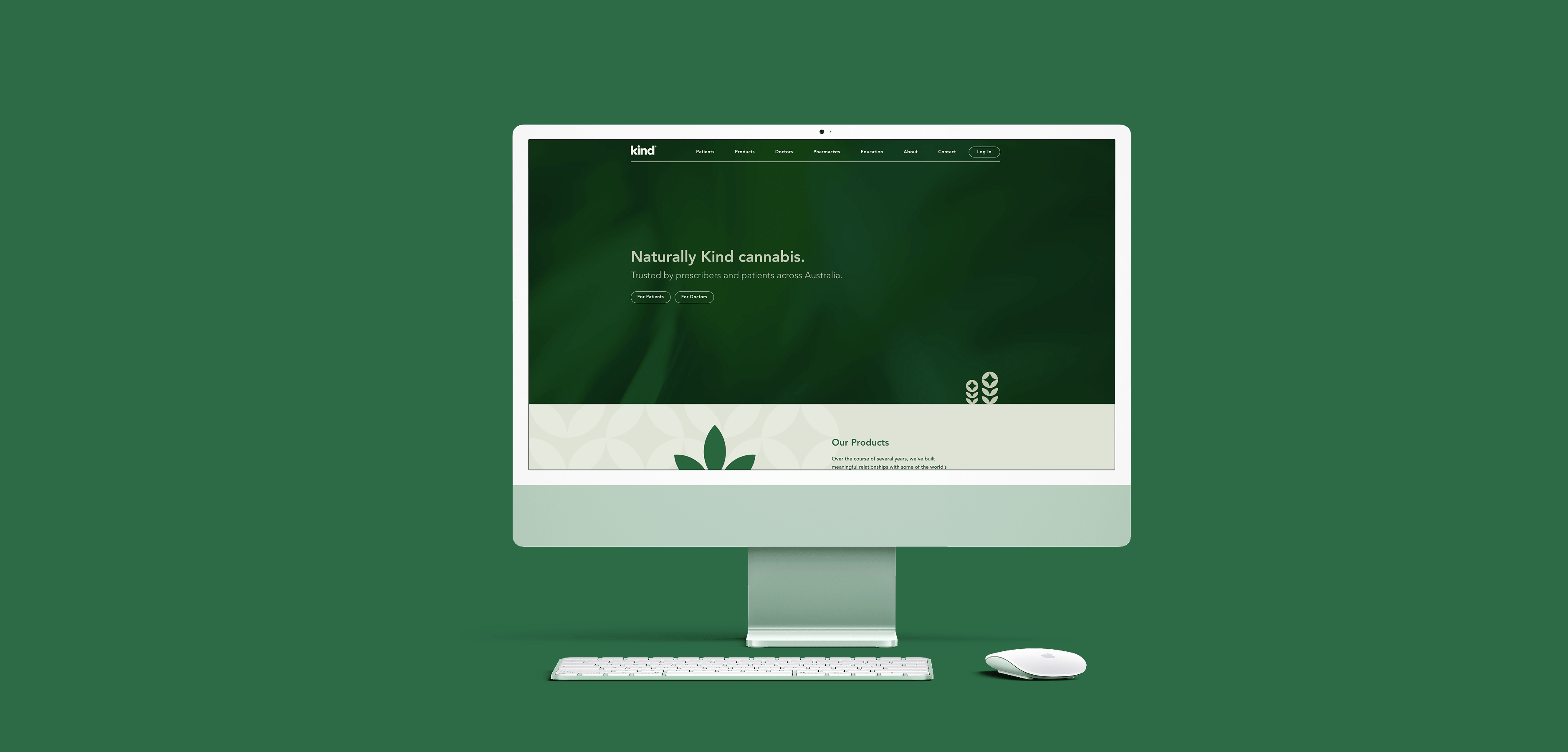 Kind Medical website shown on an iMac with a cream background
